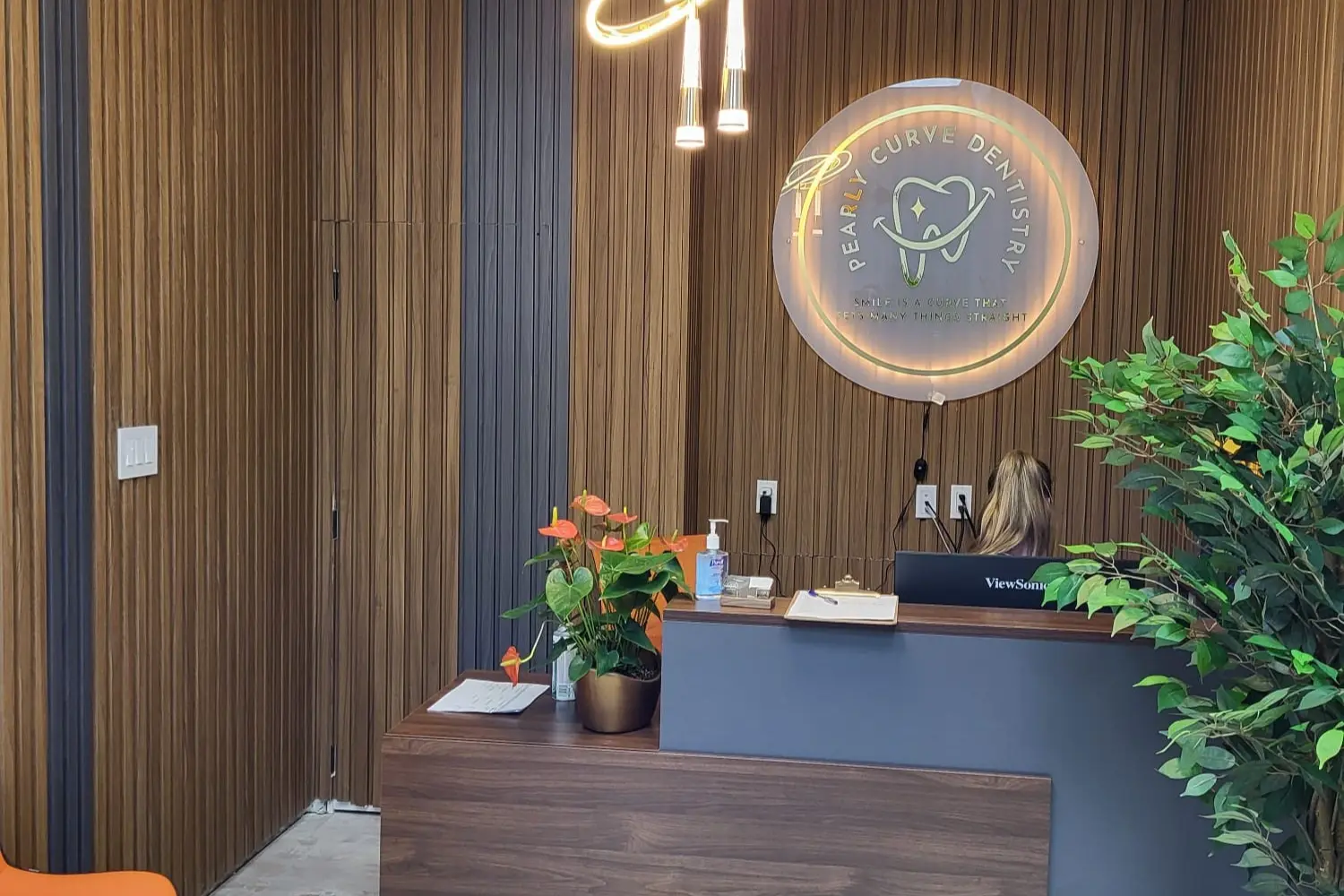 Bright clinical treatment area inside the dental practice